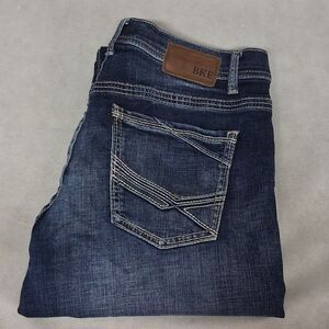 BKE Tyler Blue Jeans 36R 36x32 Straight Leg Relaxed Fit Dark Washed